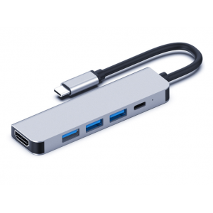 HS5701 Type-C HUB 1*HDMI 4K + 1*USB3.0+2*USB3.0+1*USB-C PD