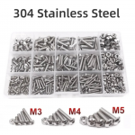 HS5707 500PCS 304 Stainless Steel Round Head Hexagon Socket M3 M4 M5 Screws Bolts Nuts