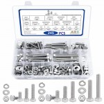 HS5708 245pcs 304 Stainless Steel Hex Head NUTs and Bolts 10 Sizes