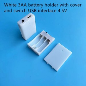 HS5964 White 3XAA  Battery Holder With USB Port +Switch