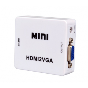 HS0100 White 1080P Mini HDMI  To VGA  Converter Box Adapter