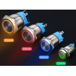 HS2187 3-6V 12V 24V 220V Waterproof Metal Push Button Switch Ring LED 12mm/16mm/19mm/22mm