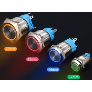 HS2187 3-6V 12V 24V 220V Waterproof Metal Push Button Switch Ring LED 12mm/16mm/19mm/22mm
