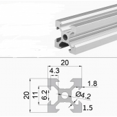 HS7057 Silver 2020 V-Slot Aluminum Profiles Extrusion Frame For CNC 25cm/30cm/40cm/50cm/100cm