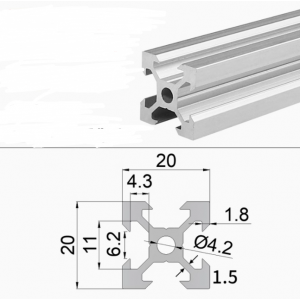 HS7057 Silver 2020 V-Slot Aluminum Profiles Extrusion Frame For CNC 25cm/30cm/40cm/50cm/100cm