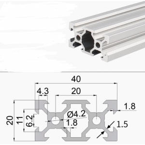 HS7058 Silver 2040 V-Slot Aluminum Profiles Extrusion Frame For CNC 25cm/30cm/40cm/50cm/100cm