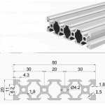 HS7060 Silver 2080 V-Slot Aluminum Profiles Extrusion Frame For CNC 25cm/30cm/40cm/50cm/100cm
