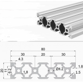 HS7060 Silver 2080 V-Slot Aluminum Profiles Extrusion Frame For CNC 25cm/30cm/40cm/50cm/100cm