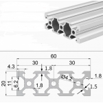 HS7059 Silver 2060 V-Slot Aluminum Profiles Extrusion Frame For CNC 25cm/30cm/40cm/50cm/100cm