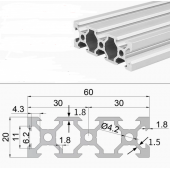 HS7059 Silver 2060 V-Slot Aluminum Profiles Extrusion Frame For CNC 25cm/30cm/40cm/50cm/100cm