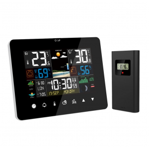 HS7189 FJ3362G Weather Station Alarm Clock Thermometer Hygrometer Touch Screen Wireless Sensor Sunrise Sunset Hygrothermograph
