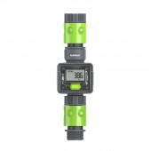 HS7190 Digital Water Flow Meter IPX6 Outdoor Garden Hose Water Calculate Consumption Water Flow Rate 3/4" BSP Thread Quick Connectors