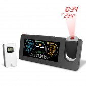 HS7191 Outdoor/Indoor Weather Station Thermometer Electronic Projection Weather Forecast Temperature and Humidity Digital Alarm Clock