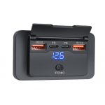 HS7246 NEW 12V RV USB Outlet Panel 108W Dual QC3.0 & Dual PD3.0 Fast Charge Socket with Switch & LED Voltmeter for Boat ATV Motorcycle