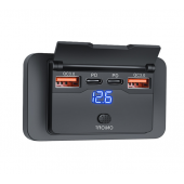HS7246 NEW 12V RV USB Outlet Panel 108W Dual QC3.0 & Dual PD3.0 Fast Charge Socket with Switch & LED Voltmeter for Boat ATV Motorcycle