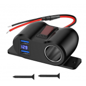 HS7247 120W QC3.0 PD3.0 Cigarette Lighter Socket Splitter w/ Voltmeter 12V Car Charger Power Adapter 