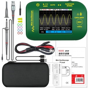 HS7299 BSIDE OT2 Mini Handheld Digital Oscilloscope 10MHz 48MSa/s 2-in-1 Signal Generator 