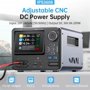 HS7316 FNIRSI IPS3608 Adjustable DC Power Supply 36V 8A 285W Lab Bench Power Supply Voltage and Current Regulator USB Type-C Interface