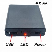 HS7347 4 XAA battery Holder with USB connector and LED 