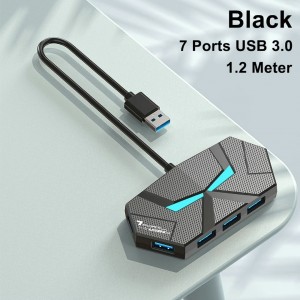 HS7352 7 Ports Multiple Expander USB3.0  Splitter with 1.2M Cable