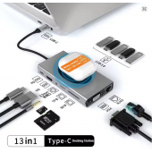 HS7354 Type-C Docking Station 15 in 1/14 in 1/13 in 1 USB Hub