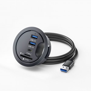 HS7421 USB3.0 USB HUB  Mount In Desk  with 1.5M cable