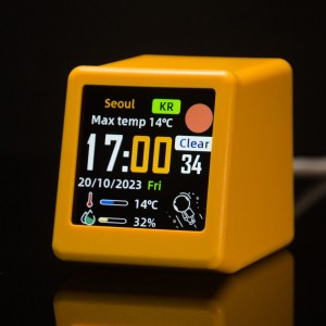 HS7422 GeekMagic Smalltv-Ultra Smart gift Desktop Bed Clock WiFi Weather Forecast Station for Desktop photo Album with Gif Animation