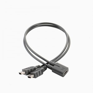 HS7442 Mini USB 1 Female to 2 Male 30cm