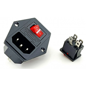 HR0405 AC-01A ICE320 C14 Power Socket Receptable Inlet With Fuse Holder Red Light On-Off Rocker Switch HR0405 AC-01A ICE320 C14 Power Socket Receptable Inlet With Fuse Holder Red Light On-Off Rocker Switch
