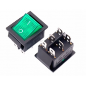 HS7526 KCD4 Rocker Switch 6Pin 2Position 16A250V Rocker Switch Green  with Light