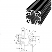 HS7763 Black 4040 V-Slot Aluminum Profiles Extrusion Frame For CNC 25cm/50cm/100cm/150cm