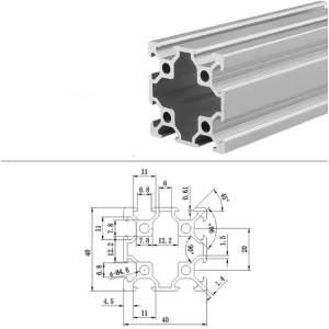 HS7764 Silver 4040 V-Slot Aluminum Profiles Extrusion Frame For CNC 25cm/50cm/100cm/150cm