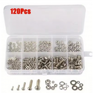 HS7784 120pcs M2-M5 Stainless Steel Screws Bolts and Nuts Set