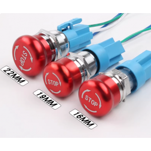HS7846 Emergency Stop Switch with small Metal Head 16mm/19mm/22mm