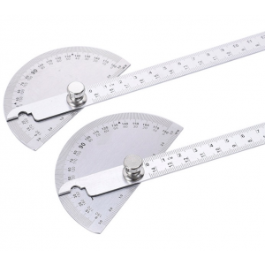 HS0308 W0262A 90X150MM 180 Degree Stainless Steel Protractor Round Angle Ruler Tool
