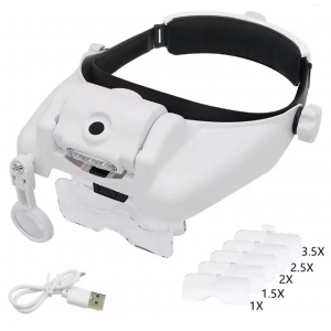 HS8006 Headband Magnifying Glass LED Helmet Magnifier 1X 1.5X 2.0X 2.5X 3.5X 8X 