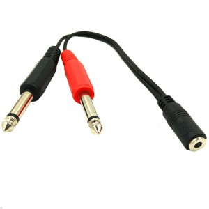 HS8013 3.5mm Male To 2X 6.35mm Mono Male Adapter Cable