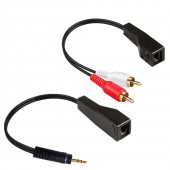 HS8017 RJ45 Female To 3.5mm / RJ45 Female To 2RCA Male Extender