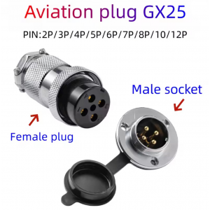 HS8028 Aviation Plug GX25 M25 Panel fixed Connector With dust Cover