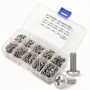 HS8082 340pcs M3 Socket Head Cross Stainless Screws Nut Assortment Kit