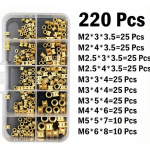 HS8093 220pcs M2 M2.5 M3 M4 M5 M6 Brass Heat Insert Nut HS8093 220pcs M2 M2.5 M3 M4 M5 M6 Brass Heat Insert Nut