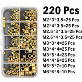 HS8093 220pcs M2 M2.5 M3 M4 M5 M6 Brass Heat Insert Nut