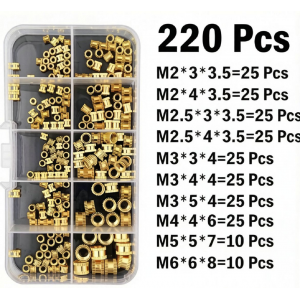 HS8093 220pcs M2 M2.5 M3 M4 M5 M6 Brass Heat Insert Nut HS8093 220pcs M2 M2.5 M3 M4 M5 M6 Brass Heat Insert Nut