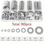 HS8122 180pcs M2-M12 washer 304 Stainless Steel Flat Washer Kit
