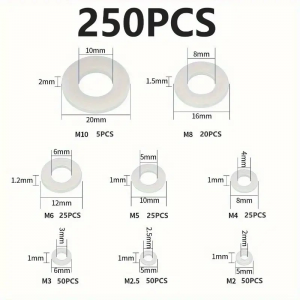 HS8123 250-500pcs Flat Nylon Washer Kit