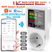 HS8408 AC85-265V 16A Tuya WIFI Smart Socket Digital Wattmeter Electricity Consumption Power Kwh With Switch Power Energy Meter