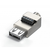 HS8425 Female USB2.0 Solderless Adapter Metal Case 