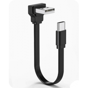 HS8446 USB to Type-C Male Flat Cable 10cm/20cm/50cm/100cm Down Bend