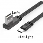 HS8447 USB to Type-C Male Flat Cable 10cm/20cm/50cm/100cm Left Bend
