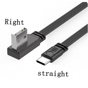HS8448 USB to Type-C Male Flat Cable 10cm/20cm/50cm/100cm Right Bend